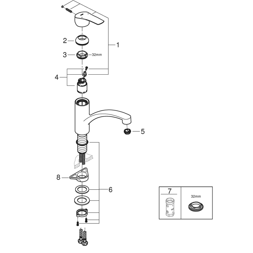 Baterie pentru chiuvetă GROHE START 305302432, 184 mm, neagră