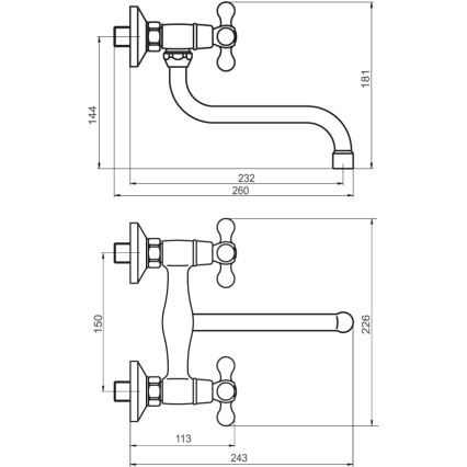 Baterie pentru chiuvetă/lavoar FERRO ANTICA bronz