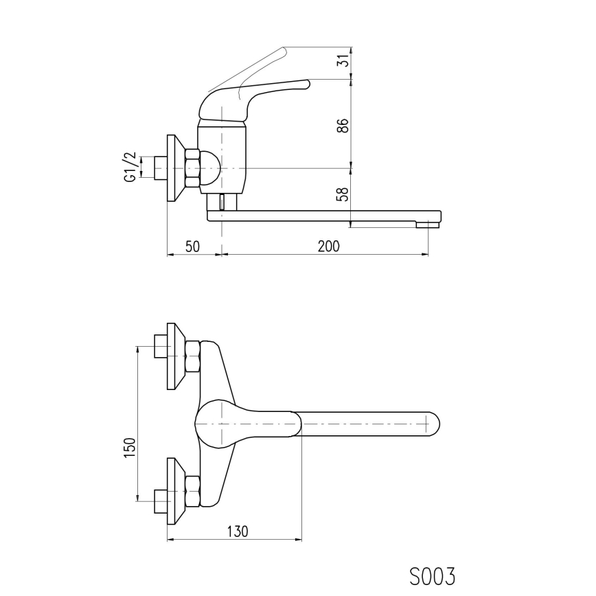 Baterie pentru chiuvetă/lavoar RAV Slezák SAZAVA SA001.5/23 - crom lucios