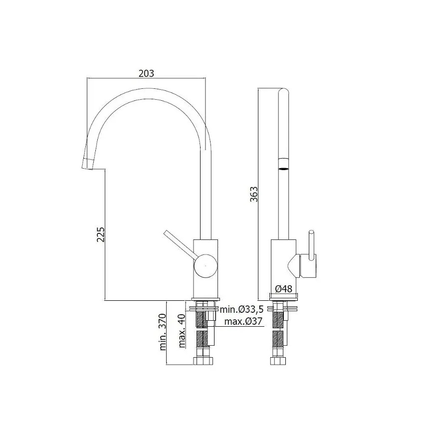 Baterie pentru chiuvetă Paffoni LIGHT, 36,3 cm, crom lucios