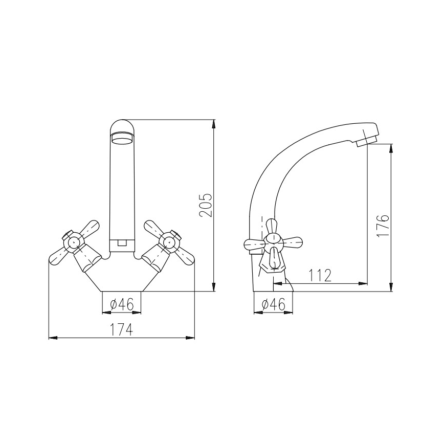 Baterie pentru chiuvetă RAV Slezák MORAVA MK120.0/2, 20,5 cm, crom lucios