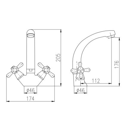 Baterie pentru chiuvetă RAV Slezák MORAVA MK120.0/2, 20,5 cm, crom lucios
