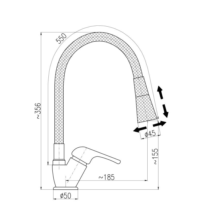 Baterie pentru chiuvetă RAV Slezák SAZAVA SA006.0/13CB, pipă flexibilă, 35,6 cm, alb/crom lucios