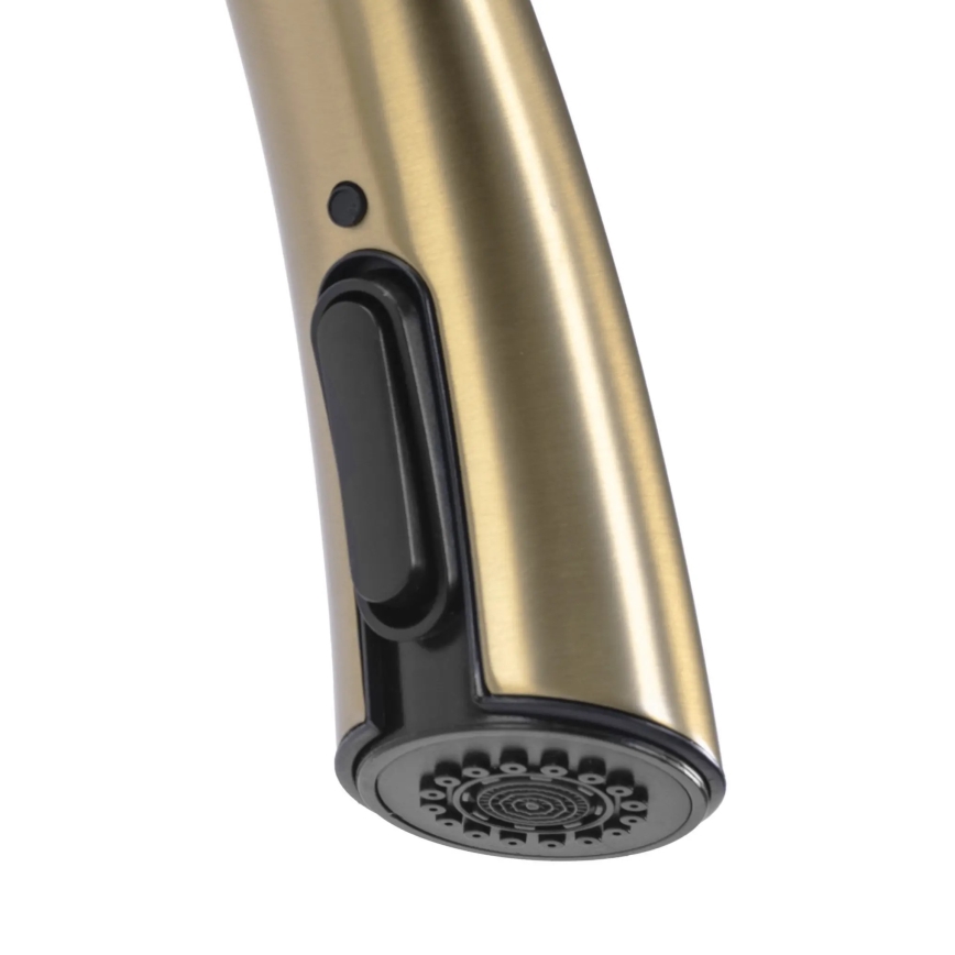 Baterie pentru chiuvetă ROSS cu pulverizator extractibil, 43 cm, auriu periat - REA-B5312