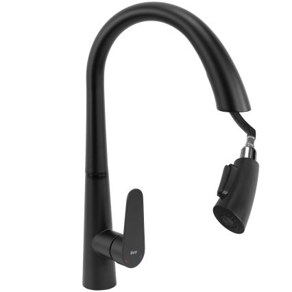 Baterie pentru chiuvetă ROSS, cu pulverizator extractibil, 43 cm, negru - REA-B5313
