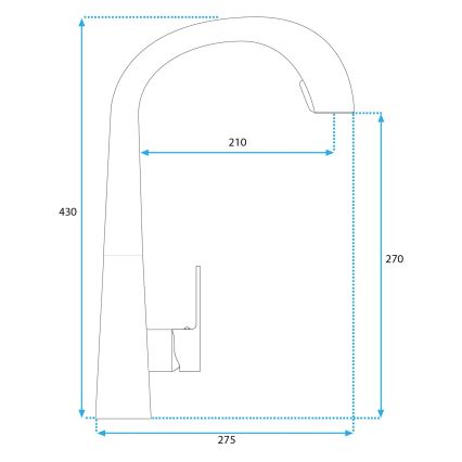 Baterie pentru chiuvetă ROSS, cu pulverizator extractibil, 43 cm, negru - REA-B5313