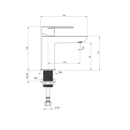 Baterie pentru lavoar Deante ALPINIA BGA_020M, crom lucios
