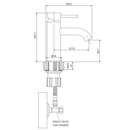 Baterie pentru lavoar DRAGOR 15,6 cm, alamă lucioasă
