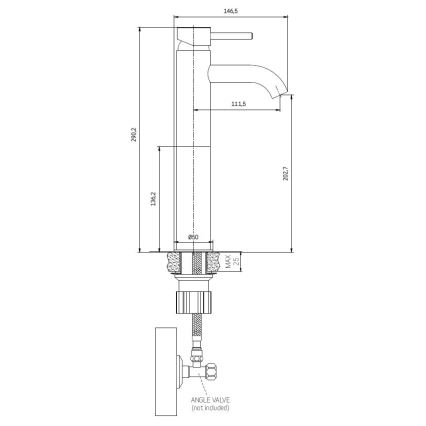 Baterie pentru lavoar DRAGOR, 29 cm, alb mat