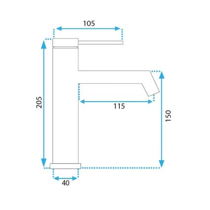 Baterie pentru lavoar FOSS REA-B5316, 20,5 cm, finisaj auriu periat