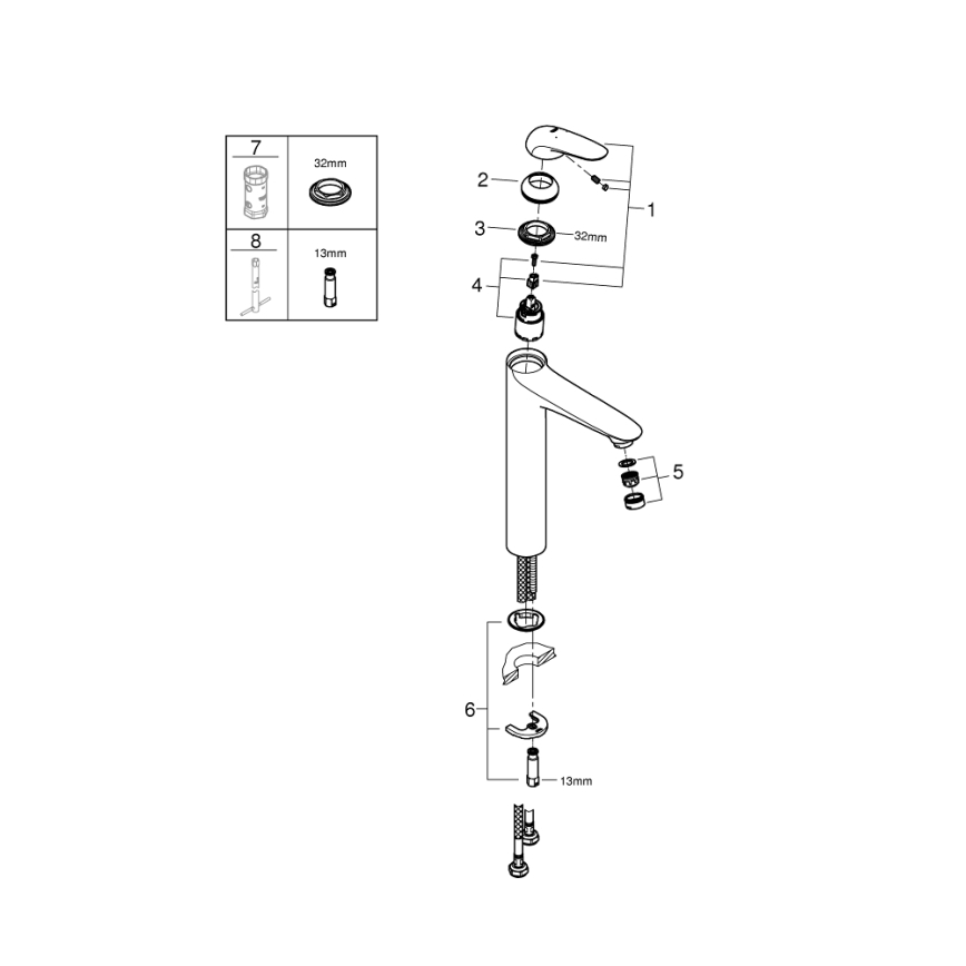Baterie pentru lavoar GROHE EUROSTYLE XL, crom lucios, 23719003