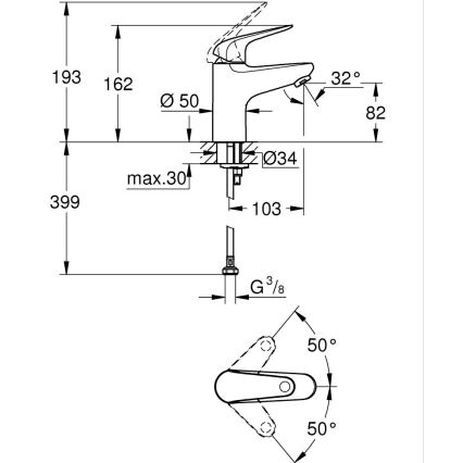 Baterie pentru lavoar GROHE SWIFT 162 mm, crom lucios - 24317001