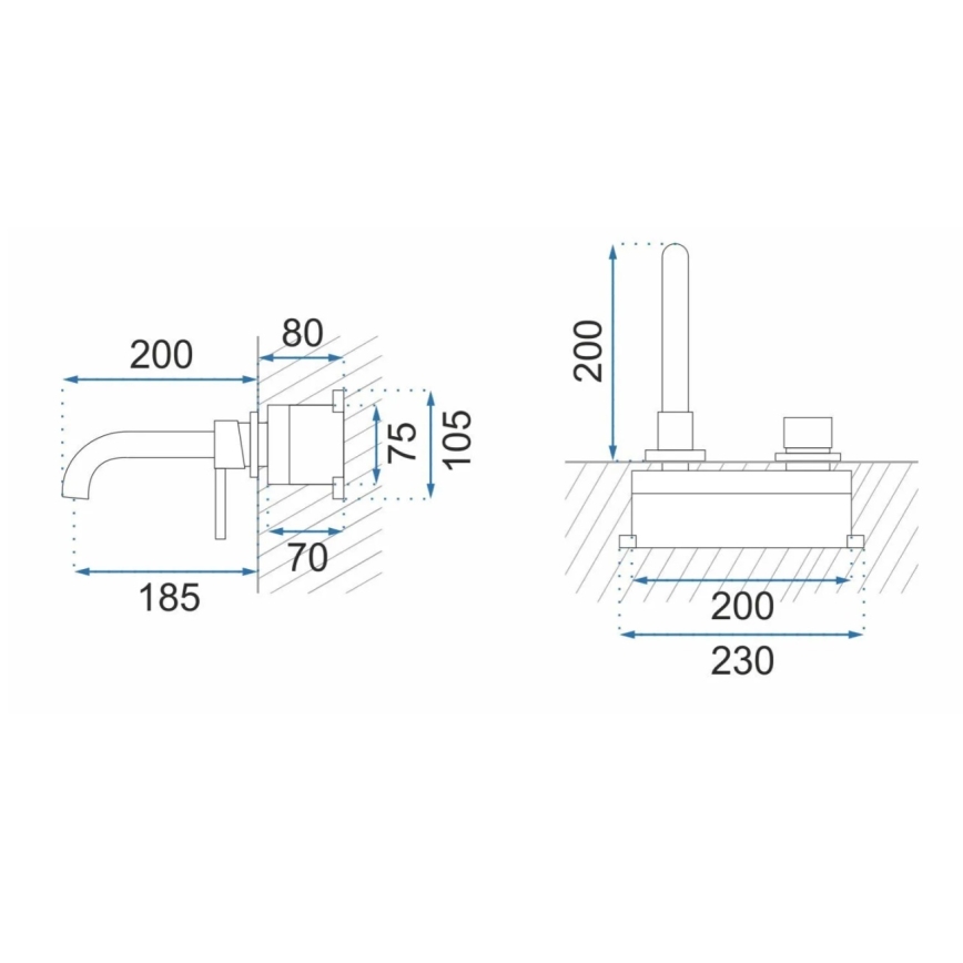 Baterie pentru lavoar LUNGO, montaj încastrat, auriu periat - REA-B4109