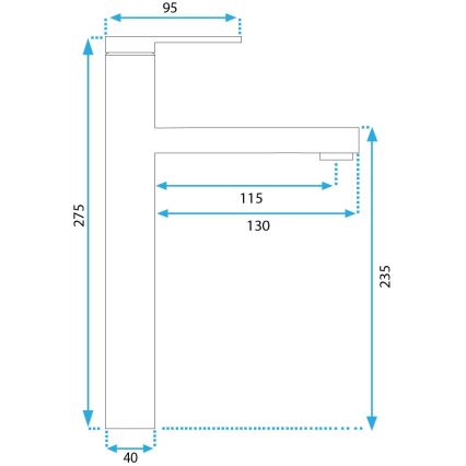 Baterie pentru lavoar PIXEL, 27,5 cm, aurie - REA-B6215