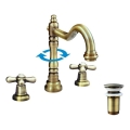 Baterie pentru lavoar RAV Slezák MK132.0SM + set de scurgere MORAVA RETRO, alamă antichizată