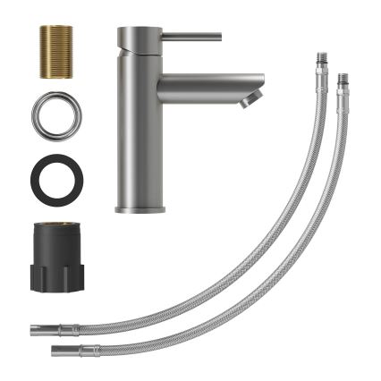 Baterie pentru lavoar RINGSTED 17,8 cm, gri cu finisaj vopsit electrostatic