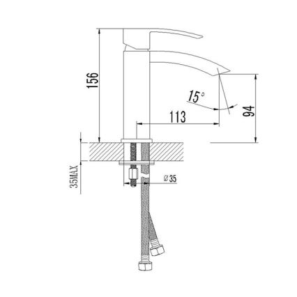 Baterie pentru lavoar Sapho GINKO 15,6 cm, crom lucios