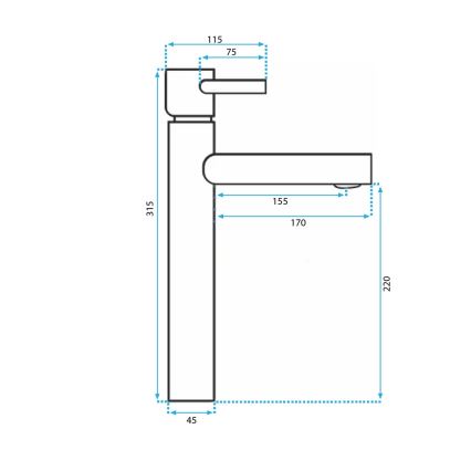Baterie pentru lavoar TESS, 31,5 cm, neagră - REA-B0229