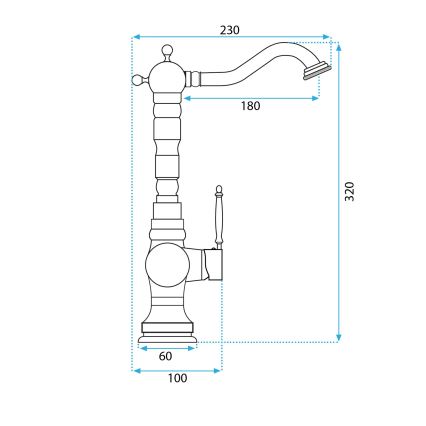 Baterie pentru lavoar VENICE REA-B2500, 32 cm, auriu periat