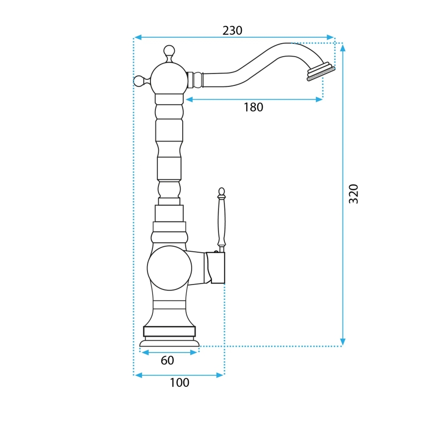 Baterie pentru lavoar VENICE REA-B2500, 32 cm, auriu periat