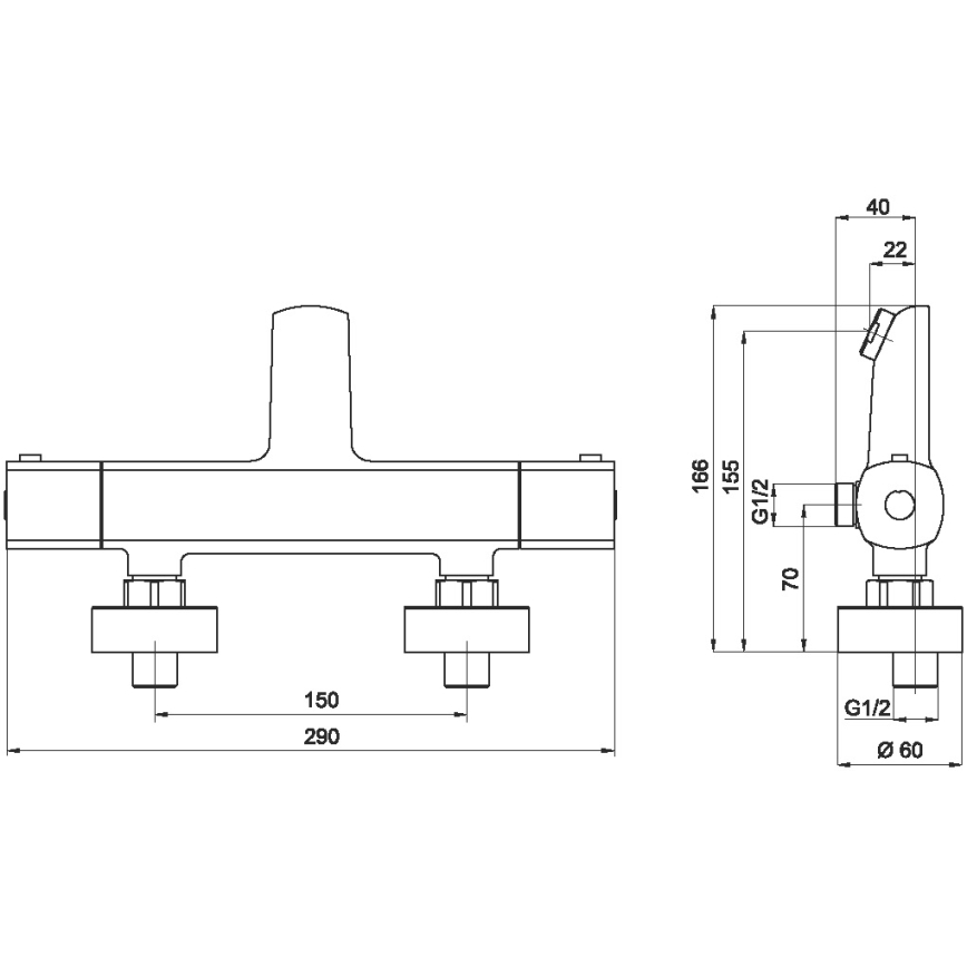 Baterie termostatică de cadă Novaservis METALIA crom lucios