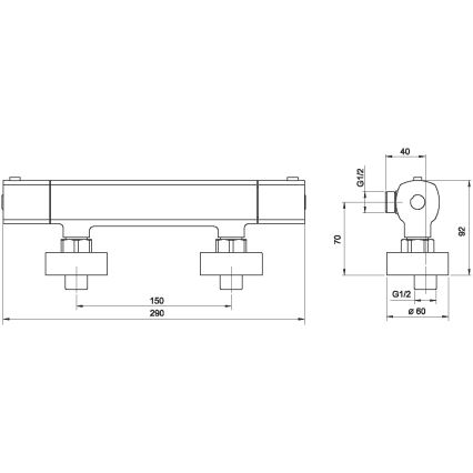 Baterie termostatică de duș Novaservis METALIA crom lucios