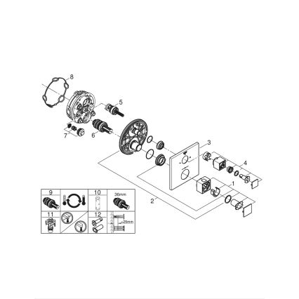 Baterie termostatică GROHE Grohtherm Cube 24154000, crom lucios
