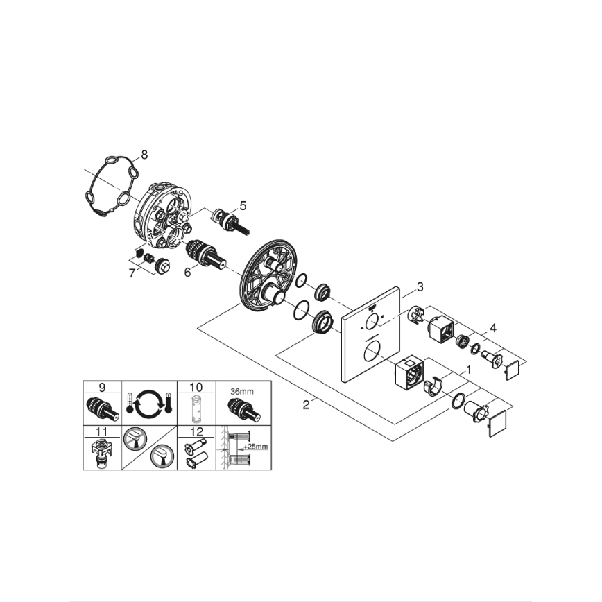 Baterie termostatică GROHE Grohtherm Cube 24154000, crom lucios