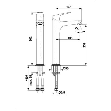 KFA Armatura 5552-712-81 - Baterie pentru chiuvetă cu scurgere și preaplin OTAVA, 30,2 cm, negru mat