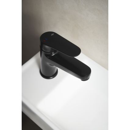 KFA Armatura 5552-815-81 - Baterie pentru chiuvetă cu scurgere și preaplin OTAVA 15 cm, negru mat
