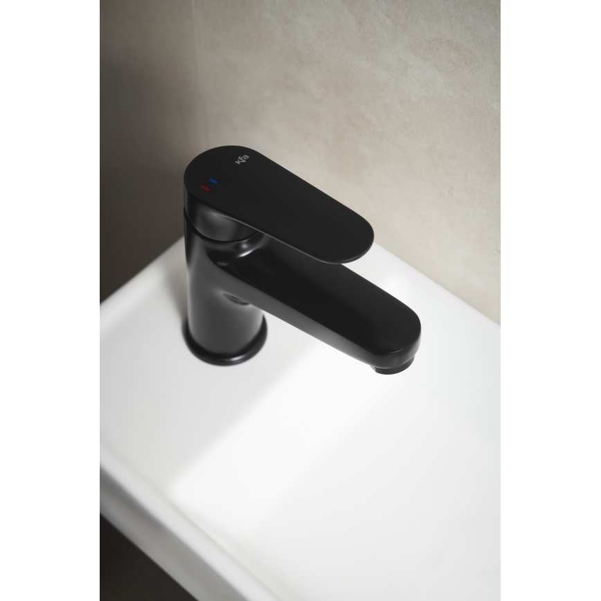 KFA Armatura 5552-815-81 - Baterie pentru chiuvetă cu scurgere și preaplin OTAVA 15 cm, negru mat