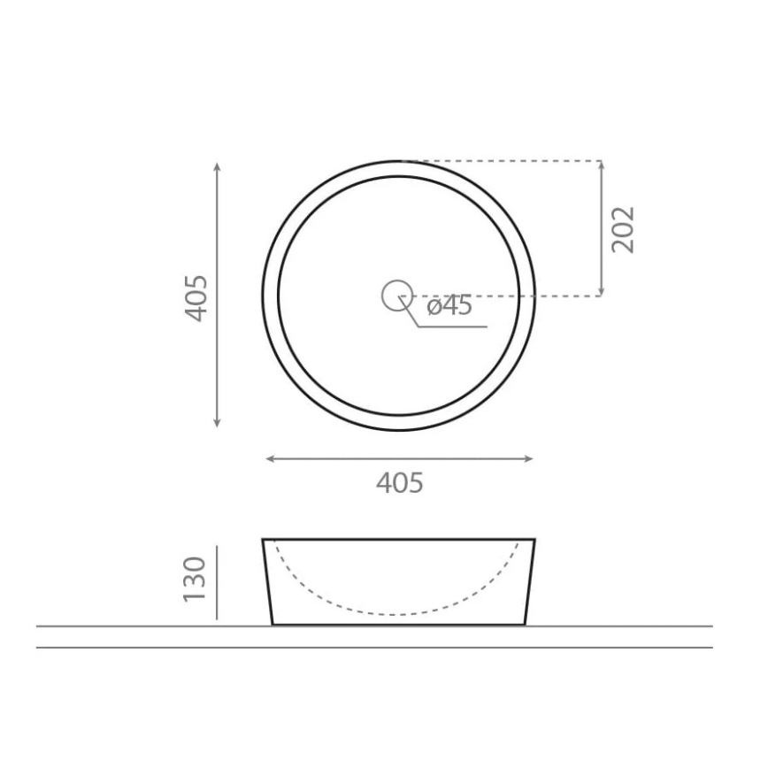 Bathco 00308 - Lavoar DUAL pentru montaj pe blat, Ø 40,5 cm, finisaj piatră/gri
