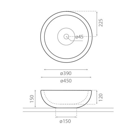 Bathco 00318 - Lavoar PUKET pentru blat, Ø 45 cm, piatră/bej