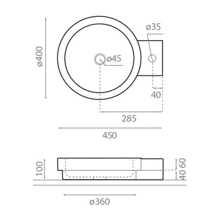 Bathco 00338 - Lavoar ICONO pentru blat, 40x45 cm, piatră/bej
