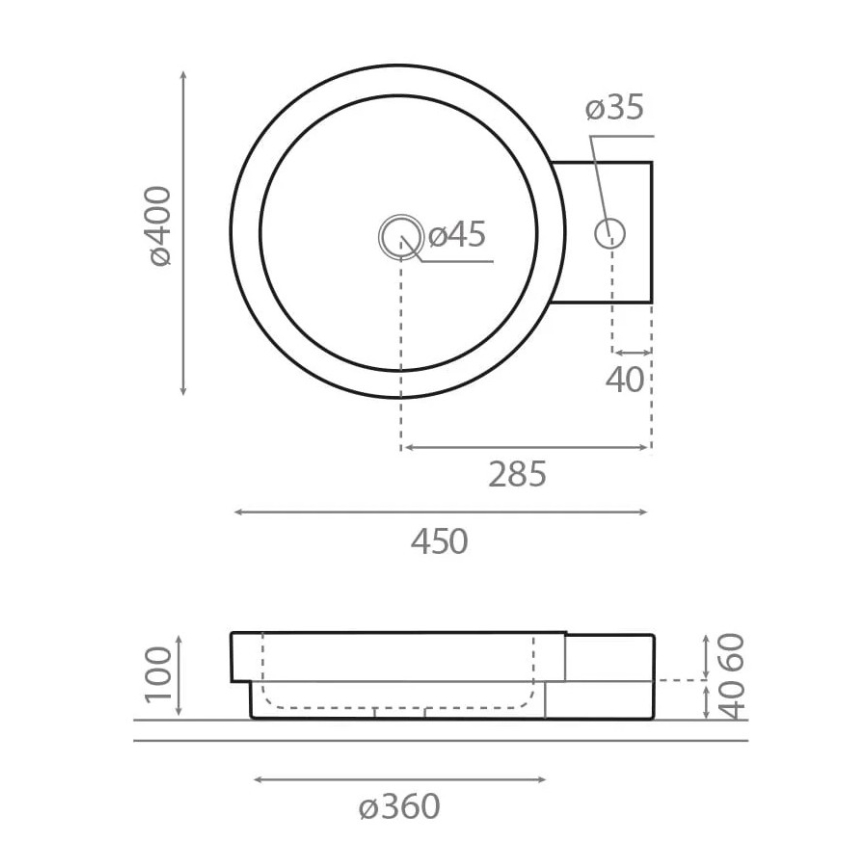 Bathco 00338 - Lavoar ICONO pentru blat, 40x45 cm, piatră/bej