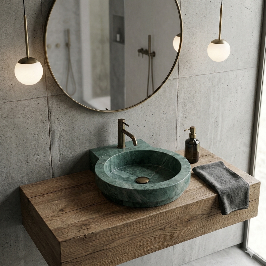 Bathco 00339 - Lavoar pe blat ICONO 40x45 cm, piatră/gri