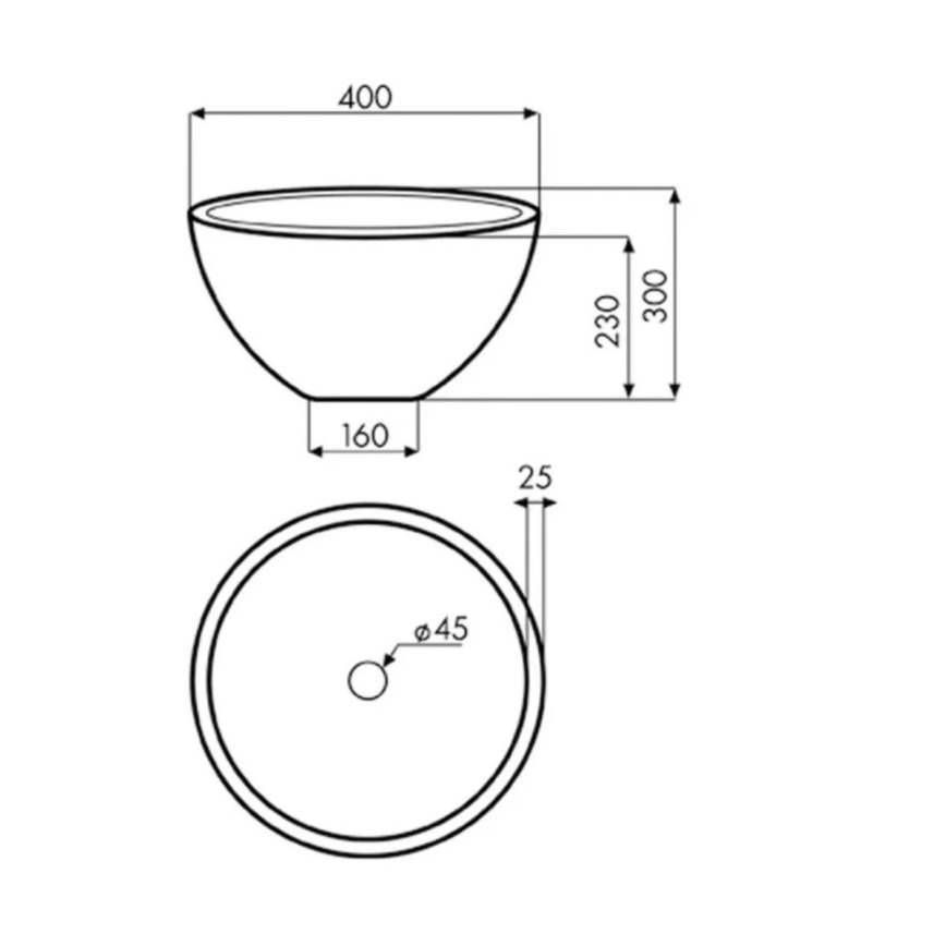 Bathco 00374 - Lavoar încastrat pentru blat MIRAGE Ø 40 cm piatră/gri