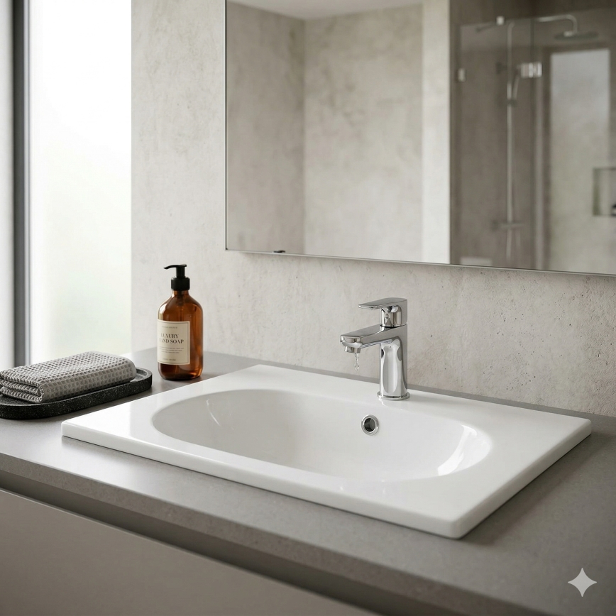Bathco 4015 - Lavoar pe blat CASTELLON Ø 35 cm, porțelan/alb