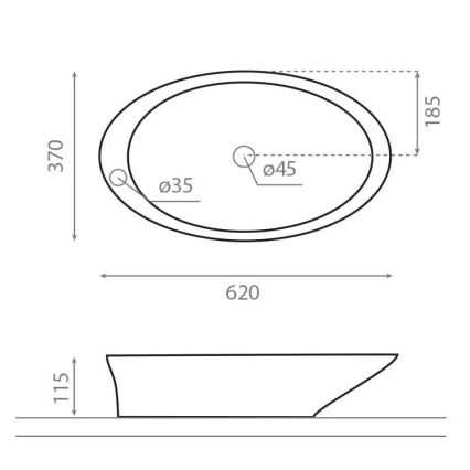 Bathco 4020 - Lavoar pe blat PURE 62x37 cm porțelan/alb
