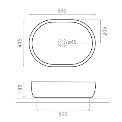 Bathco 4037 - Lavoar pentru blat TOULOUSE 59x41,5 cm porțelan/alb