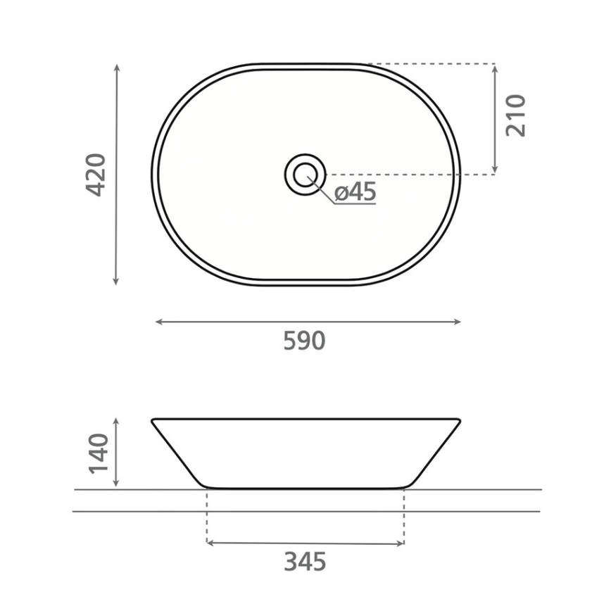 Bathco 4038 - Lavoar pentru blat TOULOUSE 59x42 cm, porțelan/alb