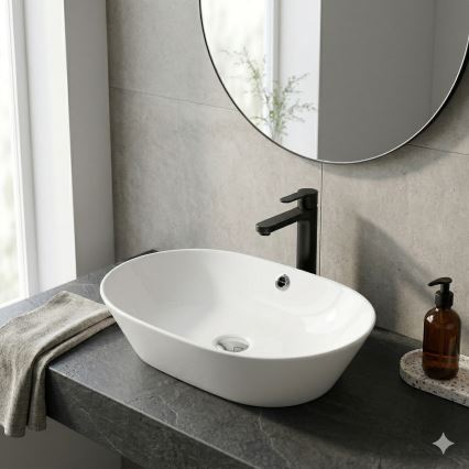 Bathco 4038 - Lavoar pentru blat TOULOUSE 59x42 cm, porțelan/alb