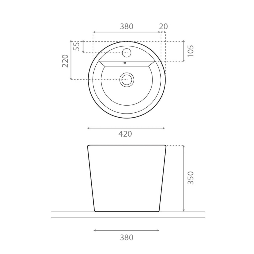 Bathco 4057 - Lavoar pentru blat FLORENCIA Ø 42 cm porțelan/alb