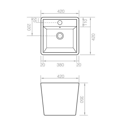 Bathco 4059 - Lavoar pentru blat GENOVA 42 x 42 cm porțelan/alb