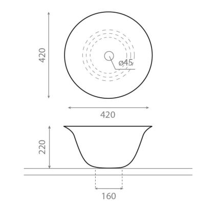 Bathco 4062 - Lavoar NORDIC pentru montare pe blat, Ø 42 cm, porțelan, alb