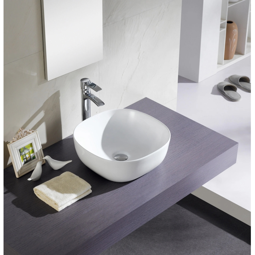 Bathco 4071 - Lavoar pentru blat OLEA, 41 x 41 cm, porțelan, alb