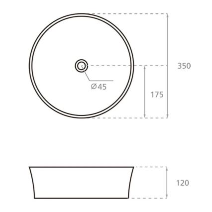 Bathco 4086 - Lavoar VOLTA pe blat Ø 35 cm, porțelan/alb