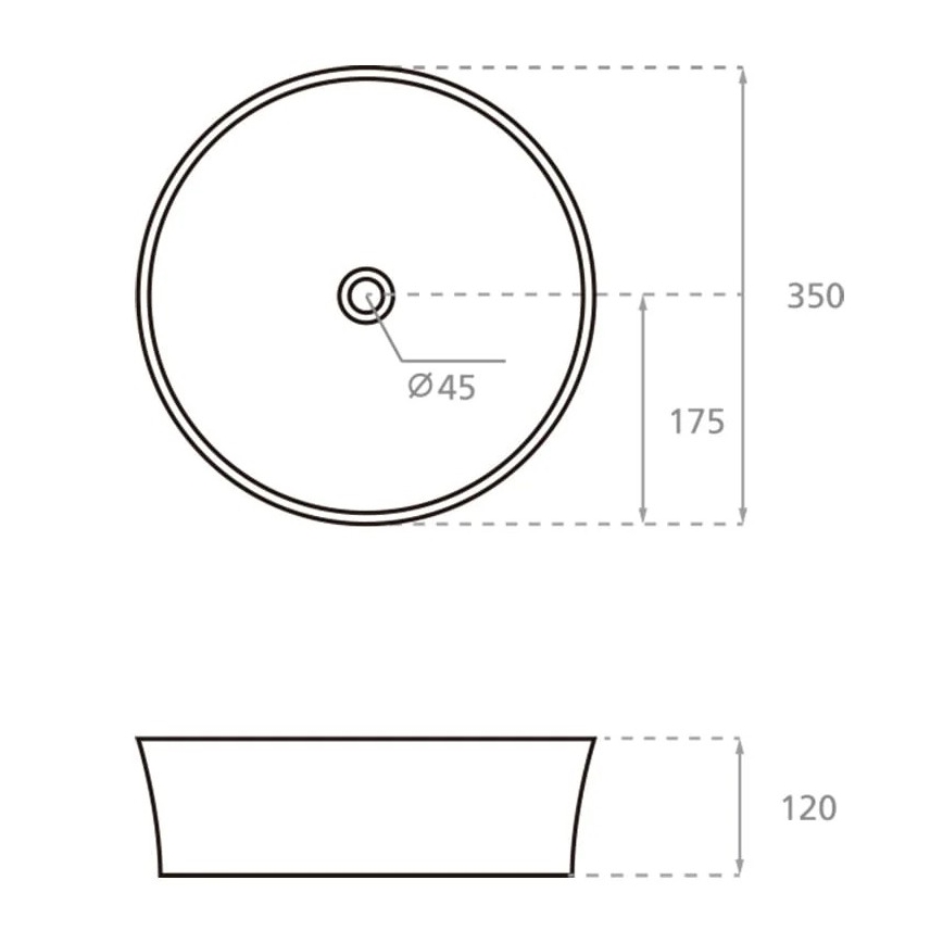 Bathco 4086 - Lavoar VOLTA pe blat Ø 35 cm, porțelan/alb
