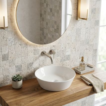 Bathco 4087 - Lavoar pentru montare pe blat VOLTA, Ø 42 cm, porțelan, alb