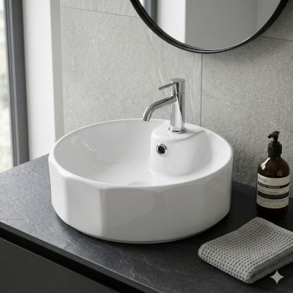 Bathco 4158 - Lavoar pentru blat CIRCUS, Ø 42 cm, porțelan alb